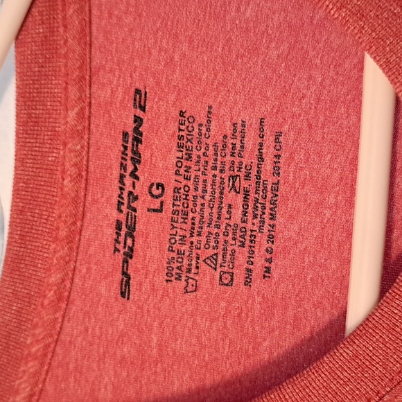 Mens red with blue logo stretchy polyester spiderman shirt like new marvel - Picture 3 of 4